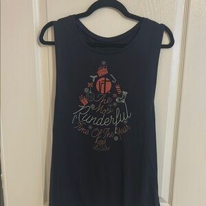 Black Tank Top with Festive Print